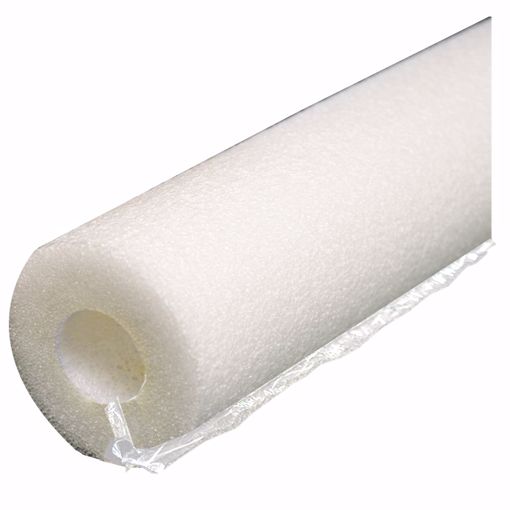 Picture of 1-3/8" ID (1-1/4" CTS 1" IPS) Self-Sealing White Polyethylene Foam Pipe Insulation, 1/2" Wall Thickness, 150 ft. per Carton