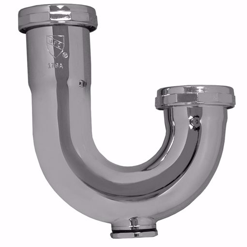 Picture of 1-1/4" Chrome Plated Brass J-Bend with Cleanout 20 Gauge