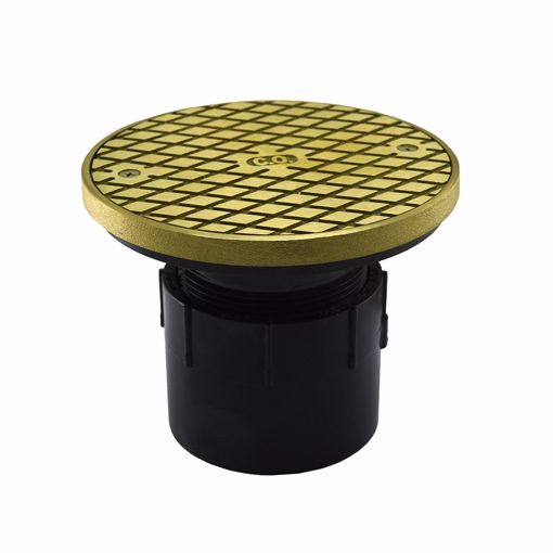 Picture of 3" ABS Over Pipe Fit Base Cleanout with 3" Plastic Spud and 6" Polished Brass Cover with Ring