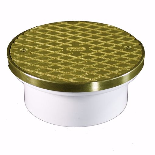 Picture of 4" PVC General Purpose Access Fitting with 6" Polished Brass Cover with Ring
