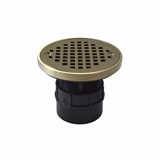 Picture of 2" ABS Over Pipe Fit Drain Base with 2" Plastic Spud and 4" Nickel Bronze Strainer with Ring