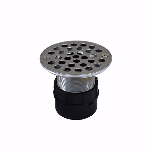 Picture of 2" ABS Over Pipe Fit Drain Base with 2" Metal Spud and 4" Stainless Steel Strainer