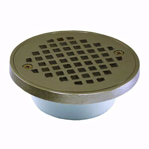 Picture of 2" x 3" General Purpose ABS Drain with 4-1/4" Nickel Bronze Round Strainer with Ring