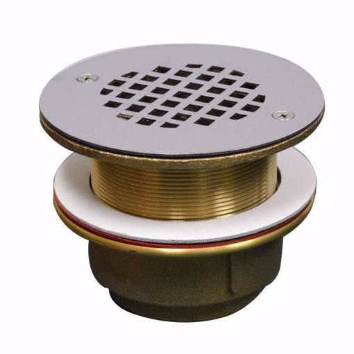 Picture of 2" Sweat Bronze Shower Drain with Long Pattern Spud and Stainless Steel Strainer