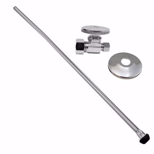 Picture of Chrome Plated 3/8" x 20" Closet Supply and 3/8" x 5/8" Angle Stop Kit