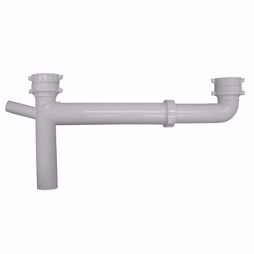 Picture of White Plastic Universal End Outlet Waste with 3/4" Branch Dishwasher Connection