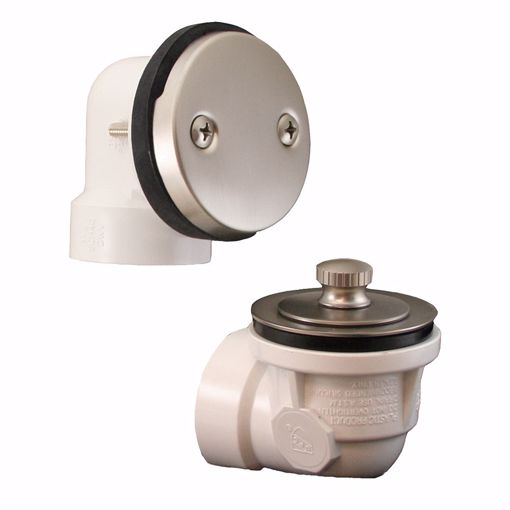Picture of Brushed Nickel Two-Hole Friction Lift Bath Waste Kit, Standard Half Kit, PVC