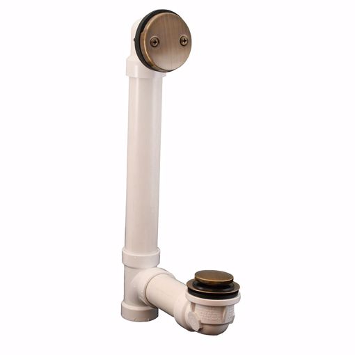 Picture of Antique Brass Two-Hole Toe Touch Bath Waste Kit, Standard Full Kit, PVC