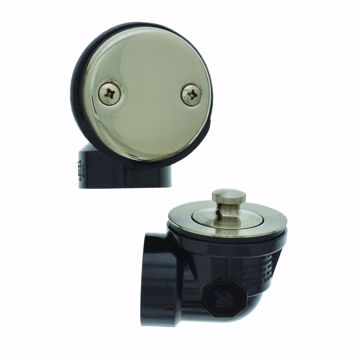 Picture of Brushed Nickel Two-Hole Lift and Turn Bath Waste Kit, Standard Half Kit, ABS