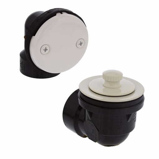 Picture of Biscuit Two-Hole Friction Lift Bath Waste Kit, Standard Half Kit, ABS