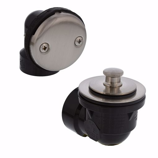 Picture of Brushed Nickel Two-Hole Friction Lift Bath Waste Kit, Standard Half Kit, ABS