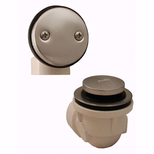 Picture of Brushed Stainless Two-Hole Toe Touch Bath Waste Kit, Standard Half Kit, PVC