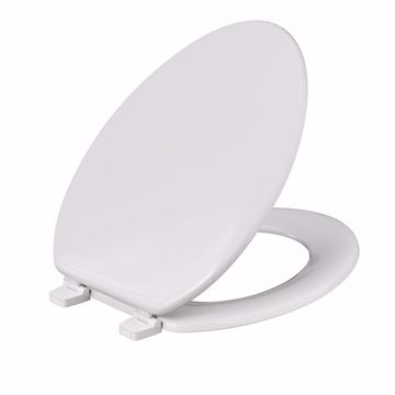Picture of White Deluxe Molded Wood Toilet Seat, Closed Front with Cover, Elongated
