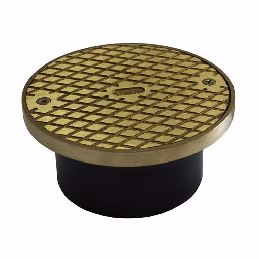Picture of 3" x 4" ABS General Purpose Access Fitting with 5" Polished Brass Cover with Ring