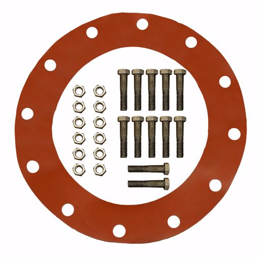 Picture of 10" Red Rubber Full Face Gasket Kit, 7/8" x 3-3/4" Bolt Size