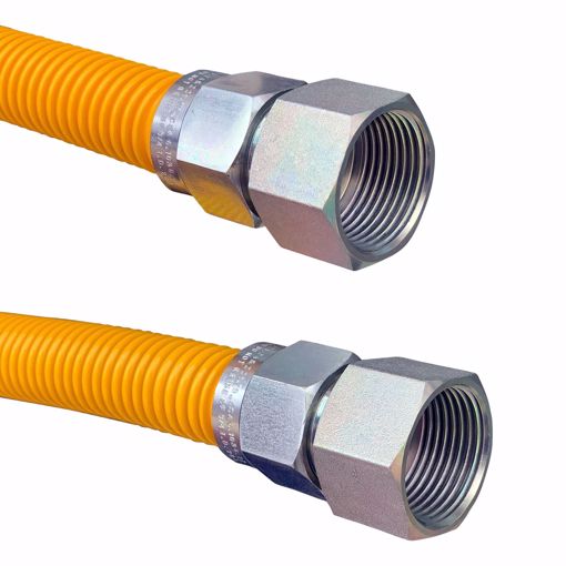 Picture of 1" OD (3/4" ID) X 12" Long, 3/4" Female Pipe Thread X 3/4" Female Pipe Thread, Yellow Coated Corrugated Stainless Steel Gas Connector