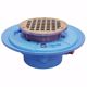 Picture of 3" No Hub Code Blue Floor Drain with 7" Pan and 5" Nickel Bronze Round Strainer - Height 2-7/8" - 4-1/2"