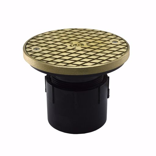 Picture of 3" PVC Over Pipe Fit Base Cleanout with 3" Plastic Spud and 6" Nickel Bronze Cover with Ring