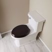Picture of Dark Brown Designer Wood Toilet Seat with Piano Finish, Closed Front with Cover, Chrome Hinges, Elongated