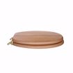 Picture of Natural Oak Designer Wood Toilet Seat, Closed Front with Cover, Polished Brass Hinges, Round