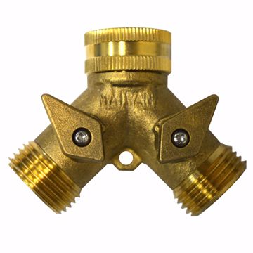 Picture of Brass Garden Hose Wye with Plastic Shut-Off Levers