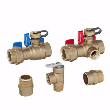 Picture of 1" IPS Tankless Water Heater Valve Service Kit with Pressure Relief Valve and Sweat Adapter