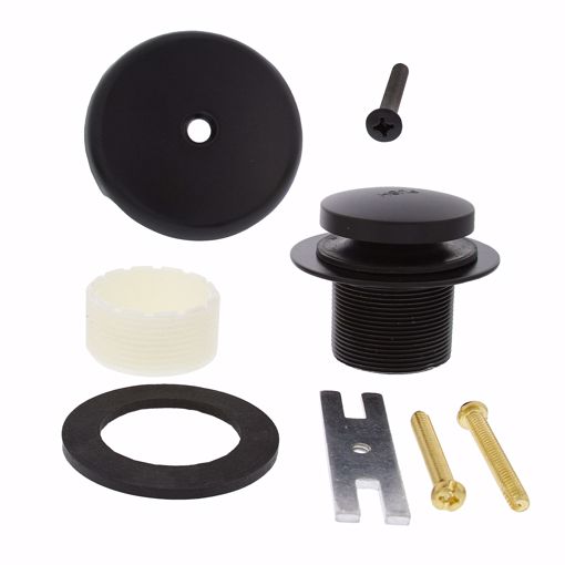 Picture of Matte Black One-Hole Toe Touch Tub Drain Trim Kit, Includes Two-Hole Conversion Bar
