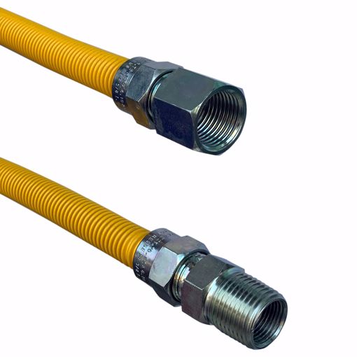 Picture of 1/2" OD (3/8” ID) Gas Connector Assembly, Yellow Coated, 1/2"FIP x 1/2" MIP x 48”
