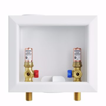 Picture of Washing Machine Box, Center Outlet with Water Hammer Arrestor, 1/2" MIP/SWT Connection