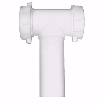 Picture of 1-1/2" White Plastic Center Outlet Tee