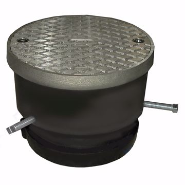Picture of 3" Adjustable Push-On Cleanout for Cast Iron Pipe with 5-1/2" Polished Brass Cover with Ring - Height 4-1/8" - 5"