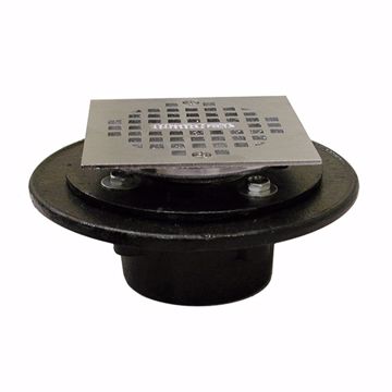 Picture of 2" Inside Caulk Push On Shower/Floor Drain with 6-1/2" Pan and 4" Chrome Plated Cast Square Strainer