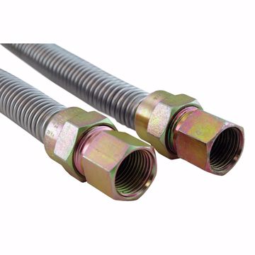 Picture of 5/8" OD (1/2" ID) X 18" Long, 3/4" Female Pipe Thread X 3/4" Female Pipe Thread, Uncoated Corrugated Stainless Steel Gas Connector
