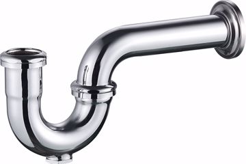 Picture of 1-1/4" Chrome Plated Brass P-Trap with Shallow Escutcheon with Cleanout 17 Gauge