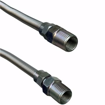 Picture of 3/8" OD (1/4" ID) X 12" Long, 1/2" Male Pipe Thread X 1/2" Male Pipe Thread, Uncoated Corrugated Stainless Steel Gas Connector