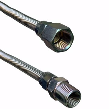 Picture of 3/8" OD (1/4" ID) X 12" Long, 3/8" Female Pipe Thread X 1/2" Male Pipe Thread, Uncoated Corrugated Stainless Steel Gas Connector
