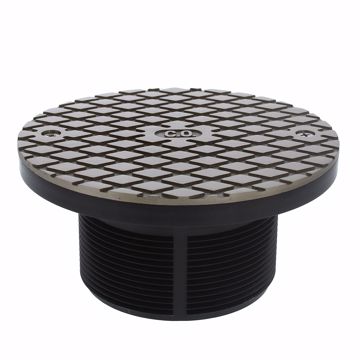 Picture of 3-1/2" PVC Spud with 6" Nickel Bronze Cleanout Cover and Countersunk Test Plug