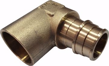 Picture of 3/4" F1960 x Female Sweat Brass PEX 90° Elbow, Bag of 10