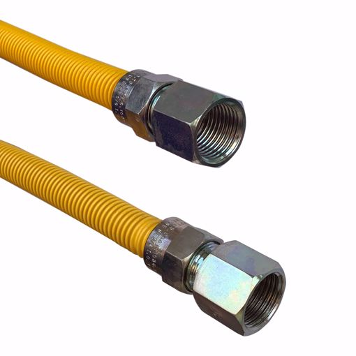 Picture of 1/2" OD (3/8" ID) X 12" Long, 1/2" Female Pipe Thread X 1/2" Female Pipe Thread, Yellow Coated Corrugated Stainless Steel Gas Connector