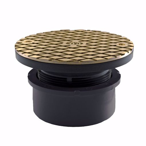 Picture of 4" Hub Fit Base Cleanout with 3-1/2" Plastic Spuds 6" Nickel Bronze Round Cover PVC