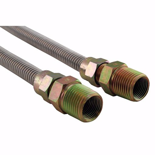Picture of 5/8" OD (1/2" ID) X 24" Gas Connector, Uncoated Corrugated Stainless Steel, 1/2" MIP X 1/2" MIP