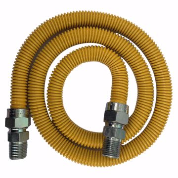 Picture of 5/8" OD (1/2" ID) X 36" Gas Connector, Yellow Coated Corrugated Stainless Steel, 3/4" MIP X 3/4" MIP