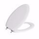 Picture of White Deluxe Molded Wood Toilet Seat, Closed Front with Cover, Chrome Hinges, Elongated