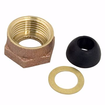 Picture of 7/8" x 1/2" Brass Ballcock Coupling Nut, Includes Cone Washer and Friction Ring