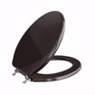 Picture of Dark Brown Designer Wood Toilet Seat with Piano Finish, Closed Front with Cover, Chrome Hinges, Elongated