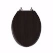 Picture of Dark Brown Designer Wood Toilet Seat with Piano Finish, Closed Front with Cover, Chrome Hinges, Elongated