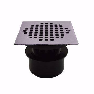 Picture of 3" ABS Inside Pipe Fit Adjustable General Purpose Drain with 4-1/4" Square Chrome Plated Strainer