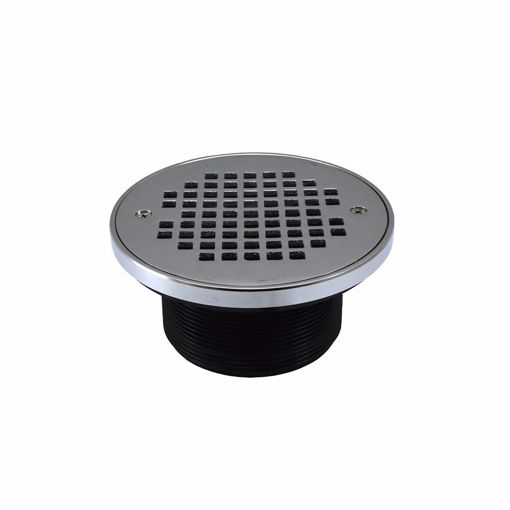 Picture of 4" ABS Spud with 6-1/8" Chrome Plated Strainer and Grout Ring