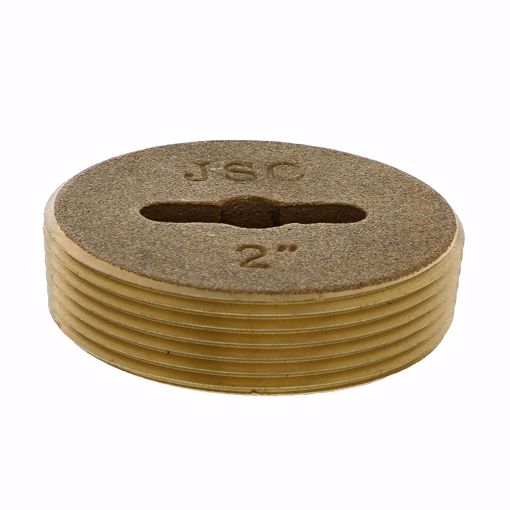 Picture of 2" Slotted Brass Cleanout Plug with 5/16" Tapped Hole