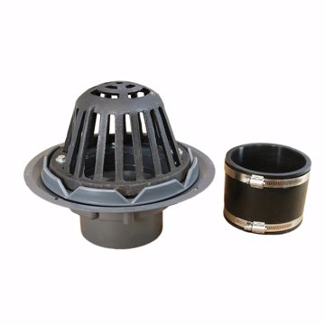 Picture of 4" PVC Roof Drain with Cast Iron Dome with Flexible Coupling